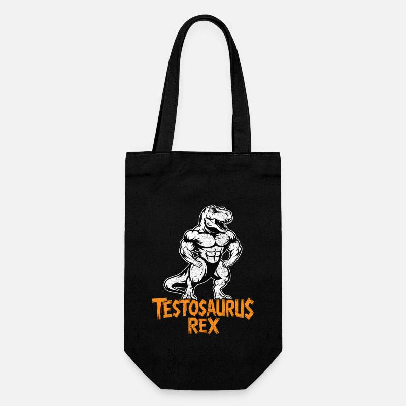 Testosaurus Rex Lustiger Bodybuilder Dinosaurier - Geschenkbeutel für Flaschen - Schwarz
