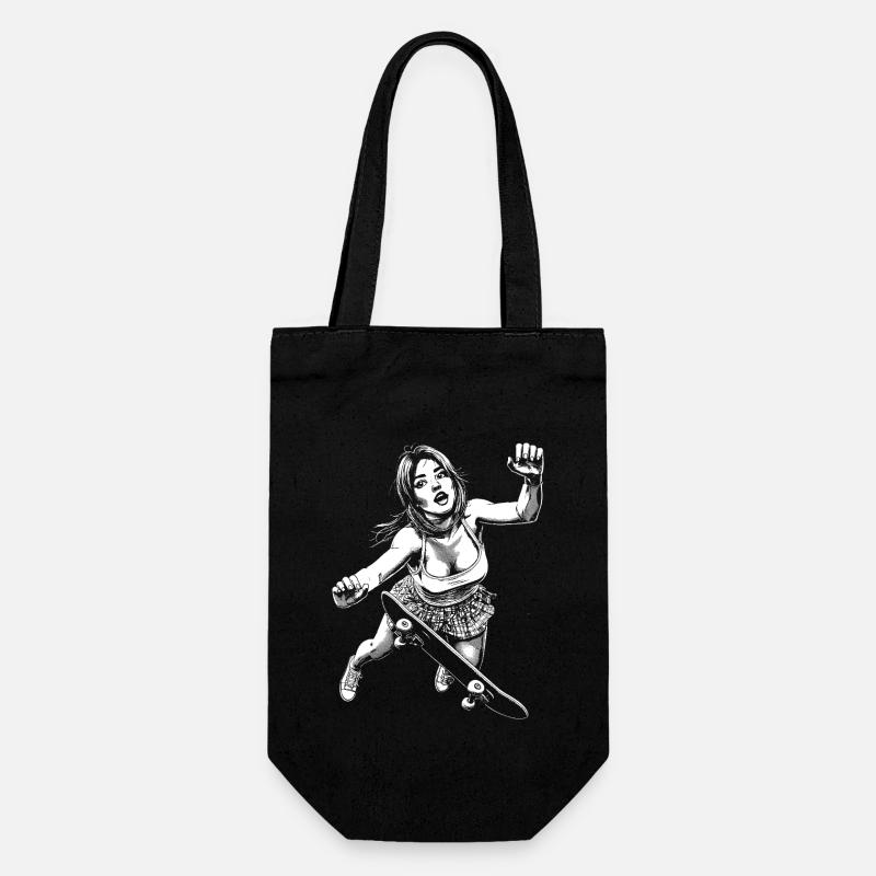 Skater in Fall – Dedication & Hardness Shirt - Gift Bag for Bottles - black