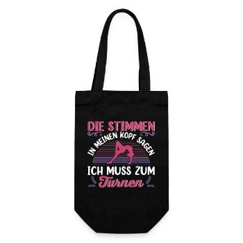 Turnen Mädchen Gymnastik Turnanzug Turnerin - Geschenkbeutel für Flaschen - Schwarz - Vorne