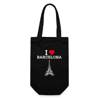 J’aime Barcelone Cool Heart Drapeau Tour Eiffel Jeu de mots - Sac à bouteille - noir - Devant