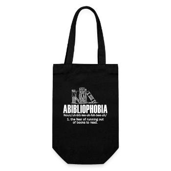 Abibliophobia Bookworm Reading Books - Gift Bag for Bottles - black - Front