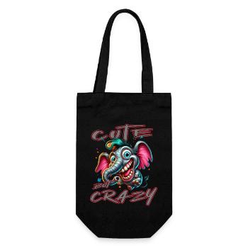 Style de bande dessinée éléphant mignon mais fou - Sac à bouteille - noir - Devant