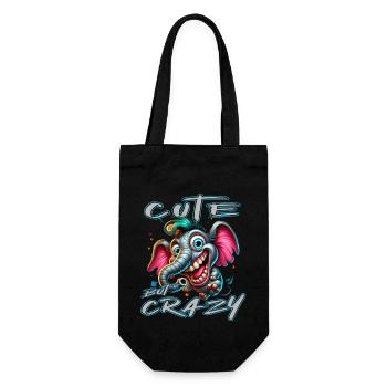 Style de bande dessinée éléphant mignon mais fou - Sac à bouteille - noir - Devant