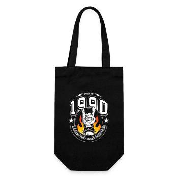 1990 Geburtstag, rockt alles - Geschenkbeutel für Flaschen - Schwarz - Vorne