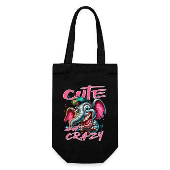 Style de bande dessinée éléphant mignon mais fou - Sac à bouteille - noir - Devant
