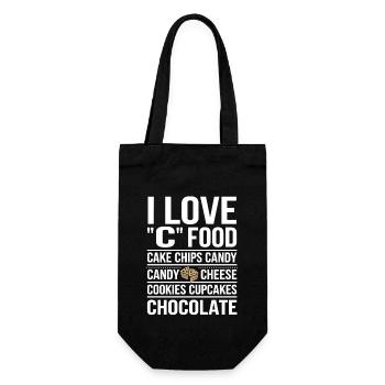 J’adore la nourriture C : gâteaux, chips, bonbons, - Sac à bouteille - noir - Devant