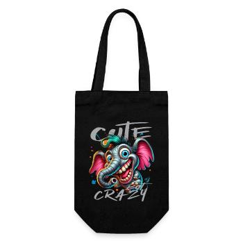 Style de bande dessinée éléphant mignon mais fou - Sac à bouteille - noir - Devant