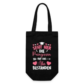 Mädchen SEHT HER DIE PRINZESSIN HAT ABI BESTANDEN - Geschenkbeutel für Flaschen - Schwarz - Vorne