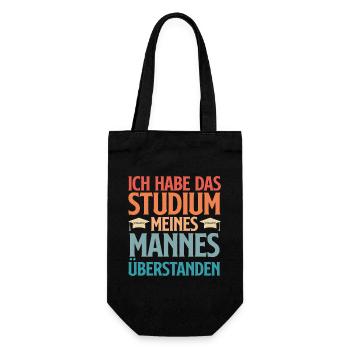 Doktortitel HABE DAS STUDIUM MEINES MANNES - Geschenkbeutel für Flaschen - Schwarz - Vorne