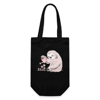 Cozy gardener sloth with watering can - Gift Bag for Bottles - black - Front