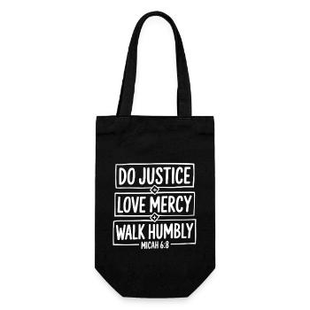 Faire justice, amour, miséricorde, marcher humblement Bible Michée 6:8 - Sac à bouteille - noir - Devant