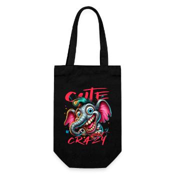 Style de bande dessinée éléphant mignon mais fou - Sac à bouteille - noir - Devant