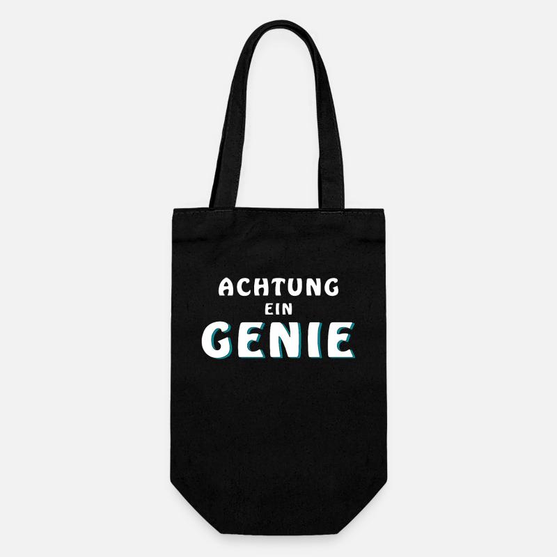 ATTENTION A GENIUS - Gift Bag for Bottles - black