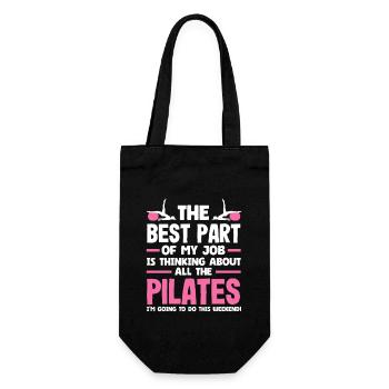Pilates Das Beste An Meinem Job - Geschenkbeutel für Flaschen - Schwarz - Vorne