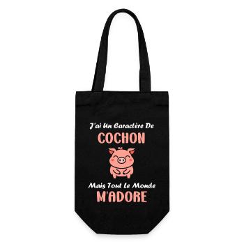 cochon - Sac à bouteille - noir - Devant