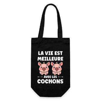 cochon - Sac à bouteille - noir - Devant