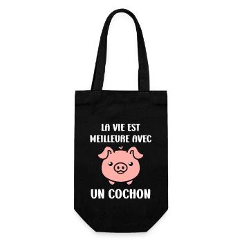 cochon - Sac à bouteille - noir - Devant