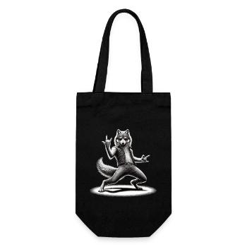 Rockiger Wolf – Cool & Wild - Geschenkbeutel für Flaschen - Schwarz - Vorne