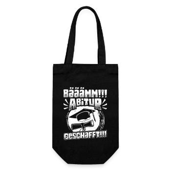 ABITUR GESCHAFFT!! Abi Geschafft Lustiges - Geschenkbeutel für Flaschen - Schwarz - Vorne