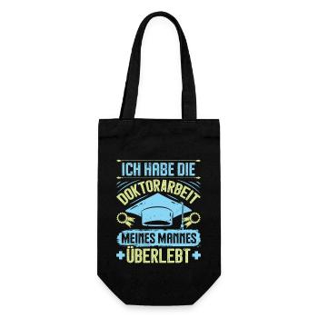 Ehefrau HAB DOKTORARBEIT MEINES MANNES ÜBERLEBT - Geschenkbeutel für Flaschen - Schwarz - Vorne