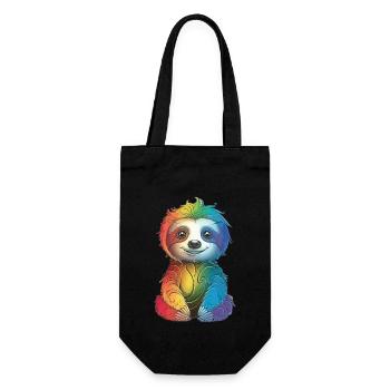 Colorful Rainbow Sloth - Gift Late Riser - Gift Bag for Bottles - black - Front