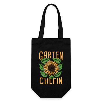Garten Chefin Gartenarbeit Gärtnerin Sonnenblumen - Geschenkbeutel für Flaschen - Schwarz - Vorne