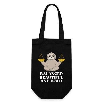 Libra Zodiac Sloth: balanced, beautiful and - Gift Bag for Bottles - black - Front