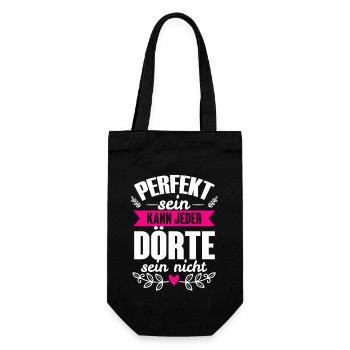 Dörte - Perfekt Sein Kann Jeder Dörte Sein Nicht - Geschenkbeutel für Flaschen - Schwarz - Vorne