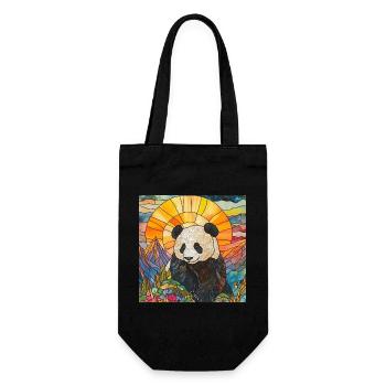 Panda - Geschenkbeutel für Flaschen - Schwarz - Vorne