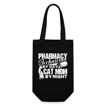Pharmacy Technician By Day Cat Mom By Night - Gift Bag for Bottles - black - Front
