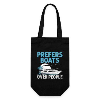 Bevorzugt Boote gegenüber Menschen Paddelboot - Geschenkbeutel für Flaschen - Schwarz - Vorne