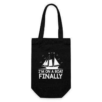 Ich bin auf einem Boot Paddelboot - Geschenkbeutel für Flaschen - Schwarz - Vorne