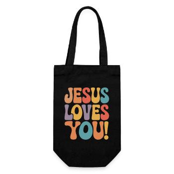Jesus Liebt Dich Christen Spruch - Geschenkbeutel für Flaschen - Schwarz - Vorne