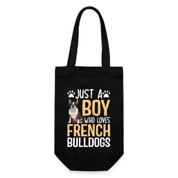 Just A Boy Who Loves French Bulldogs - Geschenkbeutel für Flaschen - Schwarz - Vorne