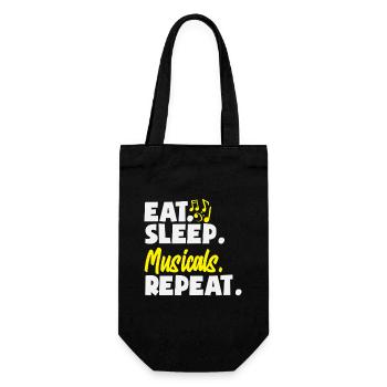 Musical Liebhaber: Eat Sleep Musicals Repeat - Geschenkbeutel für Flaschen - Schwarz - Vorne