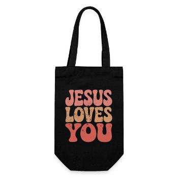 Jesus Liebt Dich Christen Spruch - Geschenkbeutel für Flaschen - Schwarz - Vorne