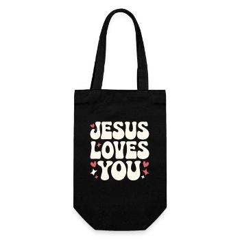 Jesus Liebt Dich Christen Spruch - Geschenkbeutel für Flaschen - Schwarz - Vorne