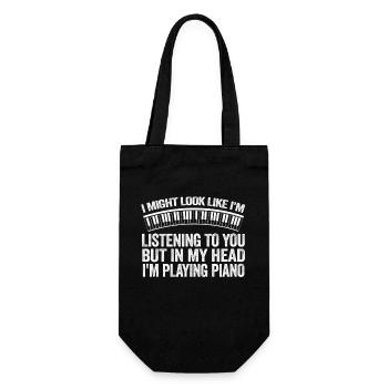 Ich sehe vielleicht so aus, als würde ich Klavier hören - Geschenkbeutel für Flaschen - Schwarz - Vorne
