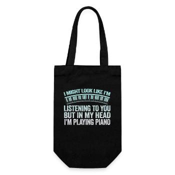 Ich sehe vielleicht so aus, als würde ich Klavier hören - Geschenkbeutel für Flaschen - Schwarz - Vorne