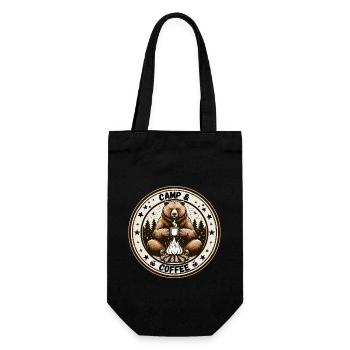 Camping Coffee Camper Bear Campsite Campfire - Gift Bag for Bottles - black - Front