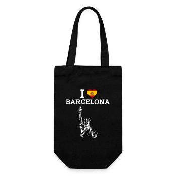 J’aime Barcelone Statue Espagne Lover Coeur Drapeau - Sac à bouteille - noir - Devant