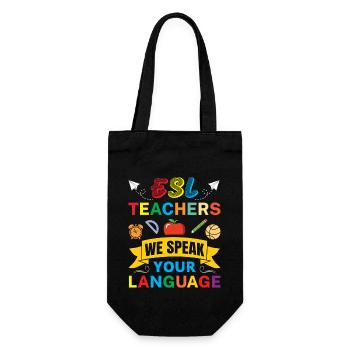 ESL-Lehrer ESL Unterricht - Geschenkbeutel für Flaschen - Schwarz - Vorne