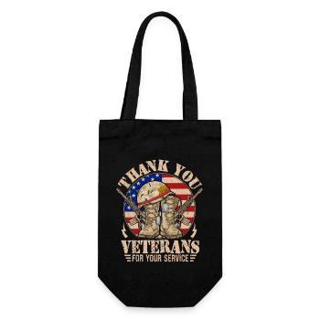 Vielen Dank an die Veteranen für Ihren Dienst - Geschenkbeutel für Flaschen - Schwarz - Vorne