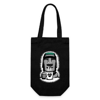 Easter Island Coffee Moai Heart Mug - Gift Bag for Bottles - black - Front