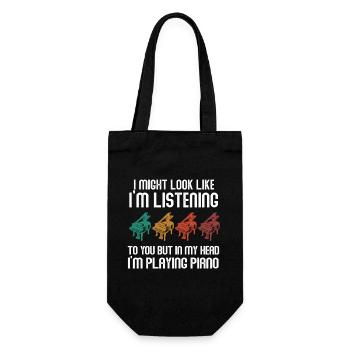 Ich sehe vielleicht so aus, als würde ich Klavier hören - Geschenkbeutel für Flaschen - Schwarz - Vorne