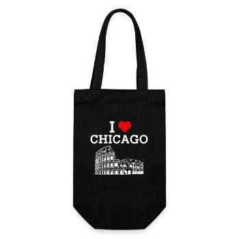 I Love Chicago Flag Heart Illinois Lover USA Pun - Gift Bag for Bottles - black - Front