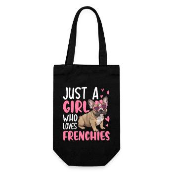 Just A Girl Who Loves Frenchies - Geschenkbeutel für Flaschen - Schwarz - Vorne