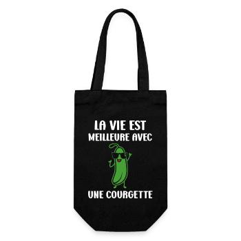 Zucchini-Humor - Geschenkbeutel für Flaschen - Schwarz - Vorne