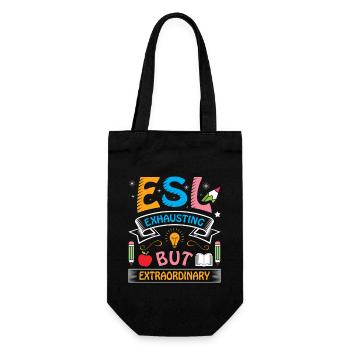 ESL-Lehrer ESL Unterricht - Geschenkbeutel für Flaschen - Schwarz - Vorne