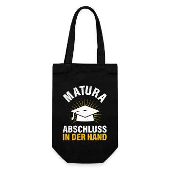 MATURA ABSCHLUSS IN DER HAND Lustiges Maturanten - Geschenkbeutel für Flaschen - Schwarz - Vorne